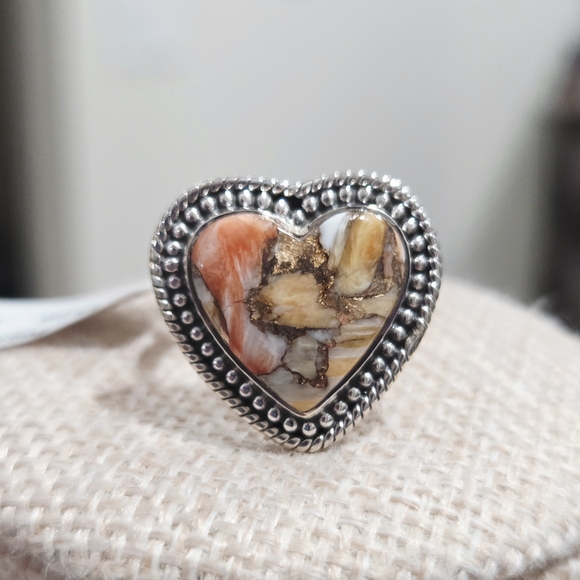 Trendy boutique Jewelry - Heart-Shaped Silver and Multicolor Turquoise Stone Ring